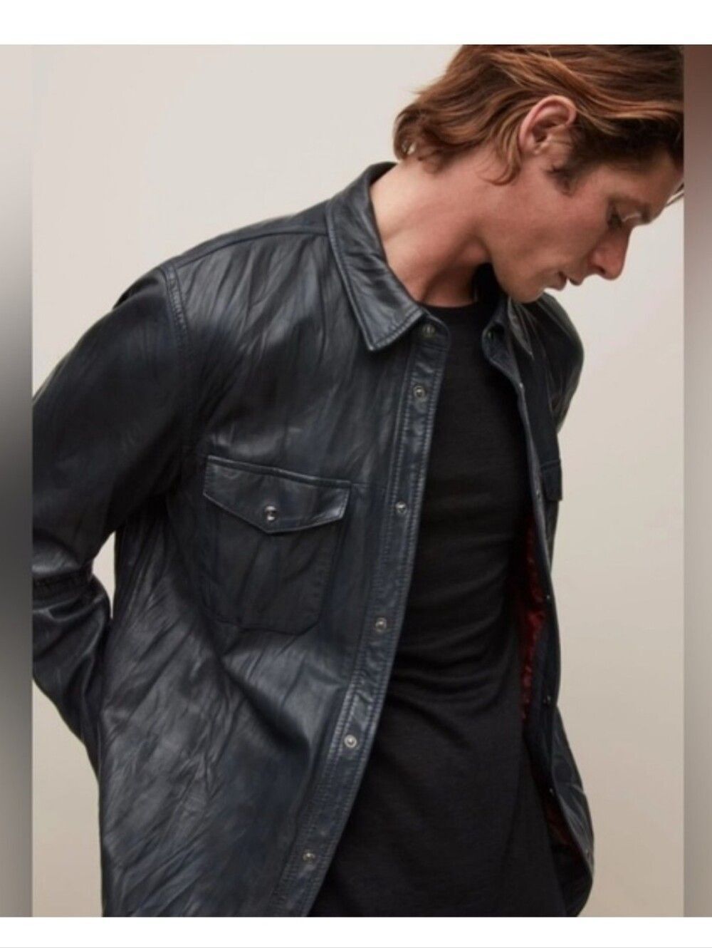 X Element Black Leather Shirt Jacket Motorcicle